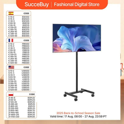 VEVOR Rolling TV Stand Mobile TV Cart Suit for Various Sizes TV Portable TV Stand with Wheels for Living Room Bedroom Office