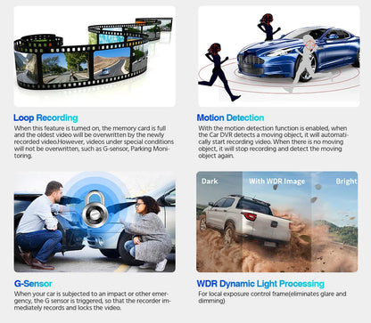 E-ACE 4K Dash Cam for Cars Dual Lens Camera DVR Video Recorder