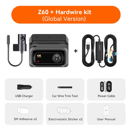 DDPAI Z60 4K+2K+1080P Dashcam  ADAS NightVIS 2.0 Dash Camera 24H Parking Monitor