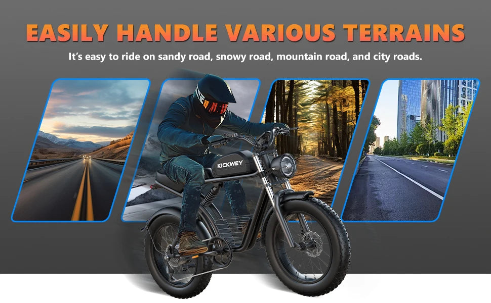 Kickwey K7 Adult Electric Bicycle 1500w 48V 23ah Mountain Electric Bike 20 Inch Fat Tire Outdoor Entertainment Off Road E Bike