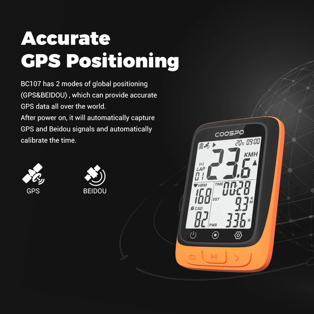 COOSPO BC107 Bike Computer GPS Wireless Bicycle Cycling Odometer Speedometer