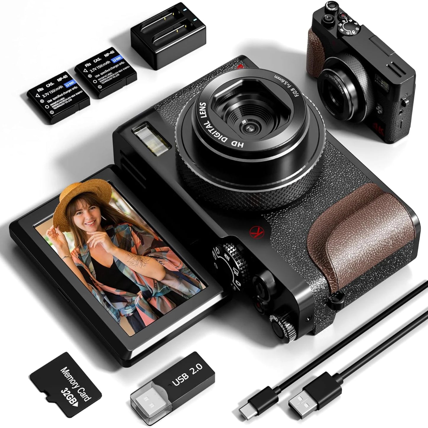 NBD Digital Camera 56MP Cameras for Photography 4K Compact Camera