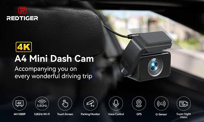 REDTIGER A4 Dash Camera Front and Rear 4k Dash Cam