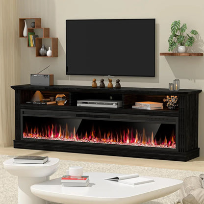 58" Fireplace TV Stand for TVs Up to 65" with 52" Electric Fireplace,White Entertainment Center,Led Light TV Consoles