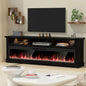58" Fireplace TV Stand for TVs Up to 65" with 52" Electric Fireplace,White Entertainment Center,Led Light TV Consoles