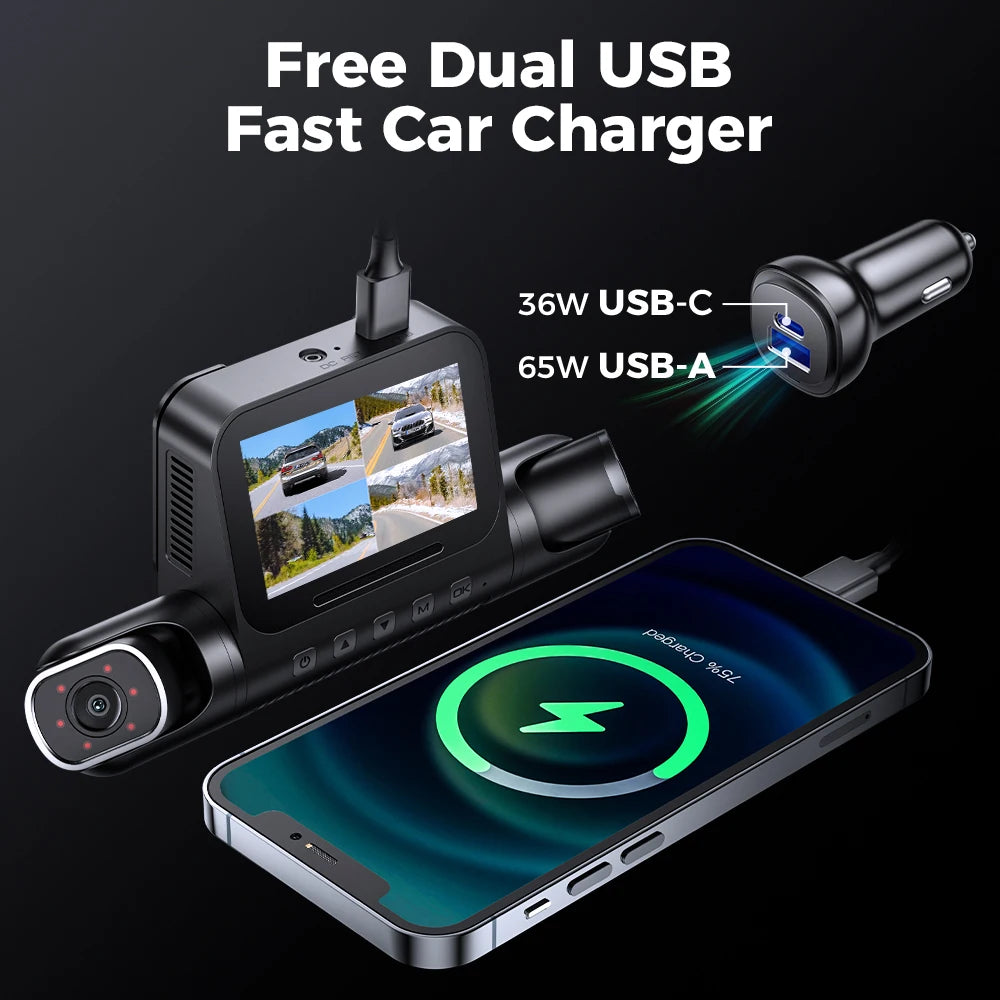 AZDOME 4 Channel Dash Cam 360° View
