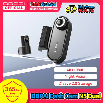 DDPAI Dash Cam N5 Dual Front and Rear 4K Ultra HD Resolution Dash Camera