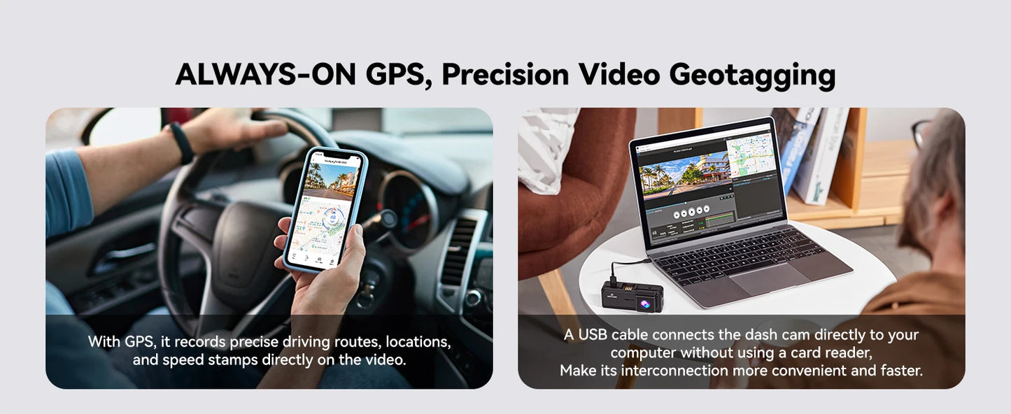 REDTIGER Dash Cam HD 4K Built-in GPS 70FOV Car DVR 5G WIFI APP Control Fatigue Driving Reminder Car Camera with Night Vision