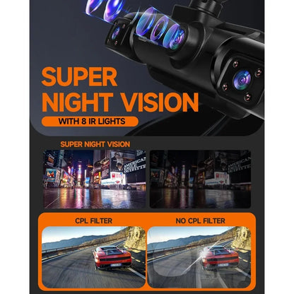 Neideso 360° Dash Cam Front, Rear and Inside,