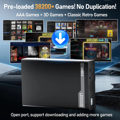 500G Retro Gaming HDD Video Game Console with 38200+Games