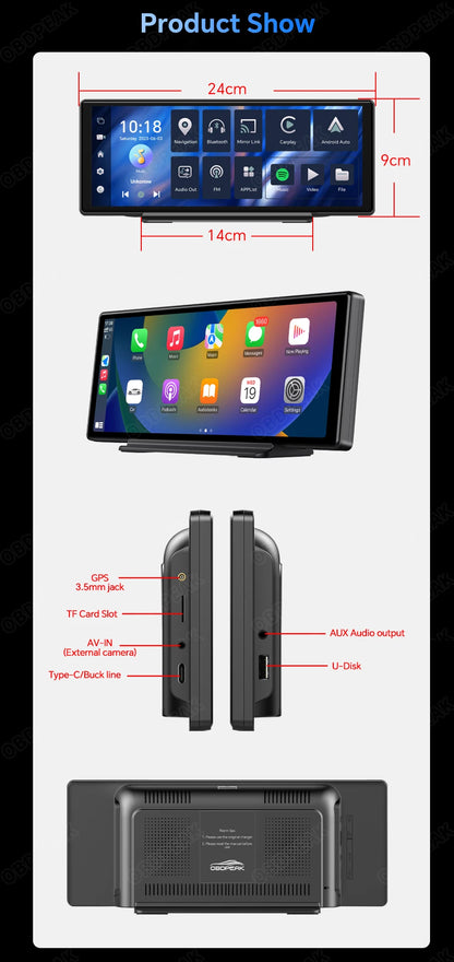 OBDPEAK T30 10.26“ Android 13  Ai Screen Carplay Android  Mirror Camera
