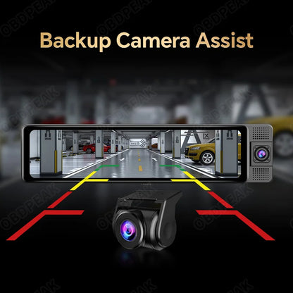WiFi 3 Channel 4K 11.26 Inch Rearview Mirror Three Way Dash Cam