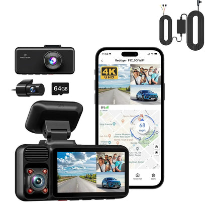 REDTIGER 3 Channel Car Camera 4k Dash Camera