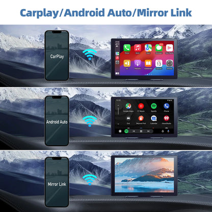 9 Inches Portable Wireless CarPlay with 4K Dash Cam with 64G TF Card,