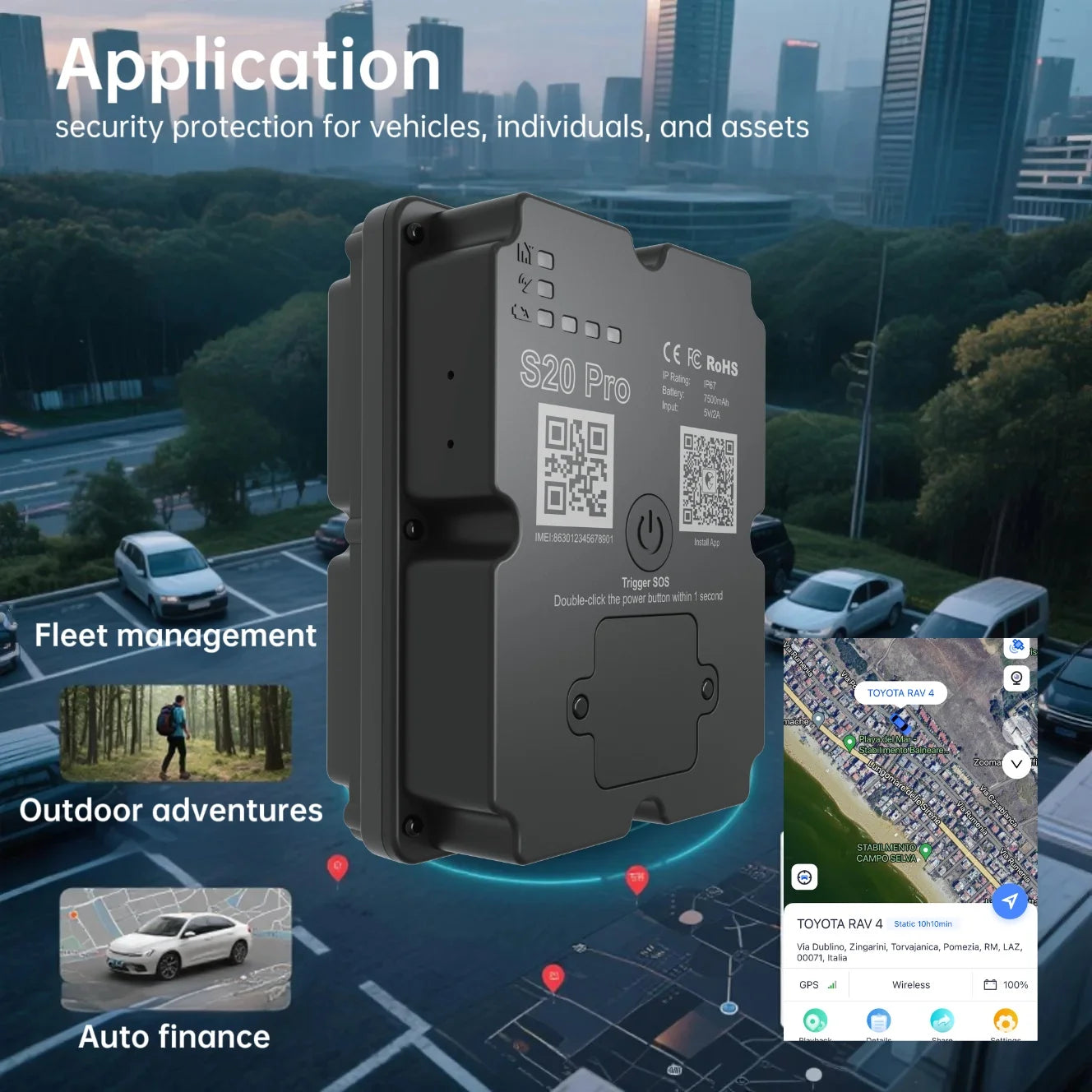 Hidden 4G GPS Tracker  for Car/Truck/Motorcycle with Paid App Alert & Geo-fencing