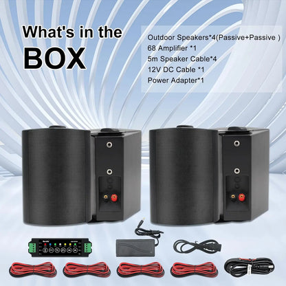 Herdio 5.25'' 600W Outdoor Bluetooth Speakers Waterproof Wired Wall Mount Weatherproof Loudspeaker System For Indoor-Outdoor