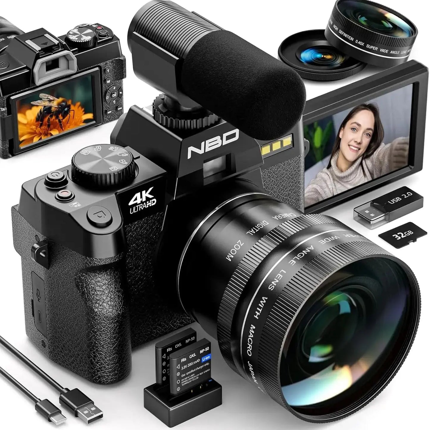 NBD 4K Digital Cameras for Photography,48MP Camera,