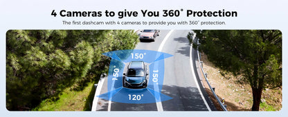 AZDOME 4 Channel Dash Cam 360° View