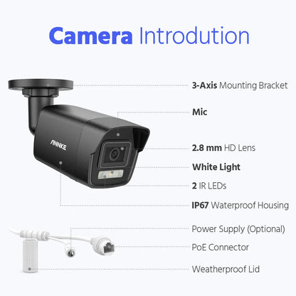 Annke H.265+ 3K Smart Dual Light POE Camera System 2.8MM Len Human Vehicle Detection IP67 Security Protection Video Surveillance