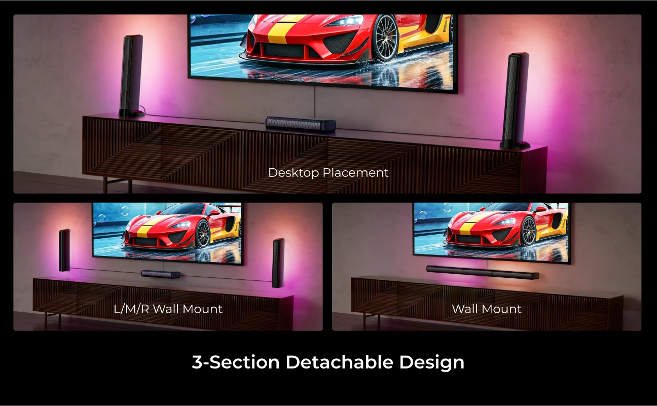 ULTIMEA 410W 7.1ch Soundbar with Wireless Subwoofer & 2 Surround Speakers, Surround Sound System Home Theater Bluetooth Speakers