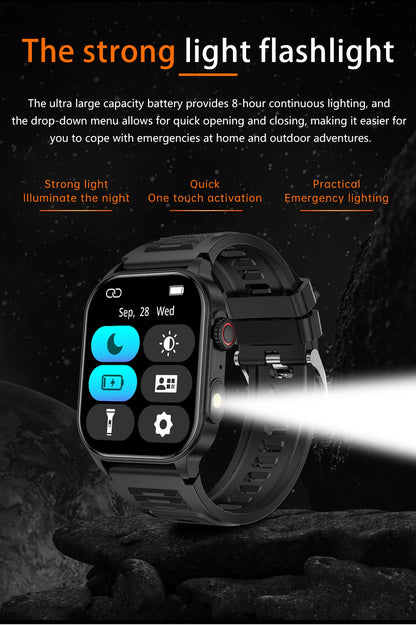LIGE New Smart Watch LED Flashlight Military Sport Watches