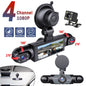 1080P 4-Channel Car DVR with HD Display, Front and Rear Cameras,