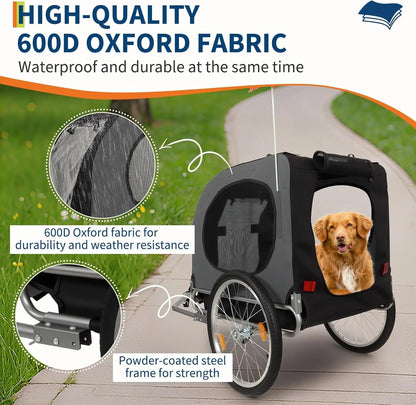 Dog Bike Trailer, 88LBS Pet Bicycle Trailer, Pet Cart Bicycle Carrier Easy Folding Cart Frame, Quick Release Wheel, Universal Bi
