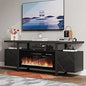 Fireplace TV Stand with 36" Electric Fireplace,Fits TVs up to 80", Fireplace Entertainment Center with Storage Cabinets/Adjustab