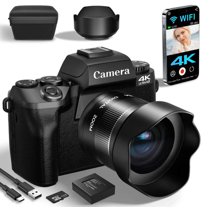 Digital Camera for Photography, 4K 64MP WiFi Vlogging Camera