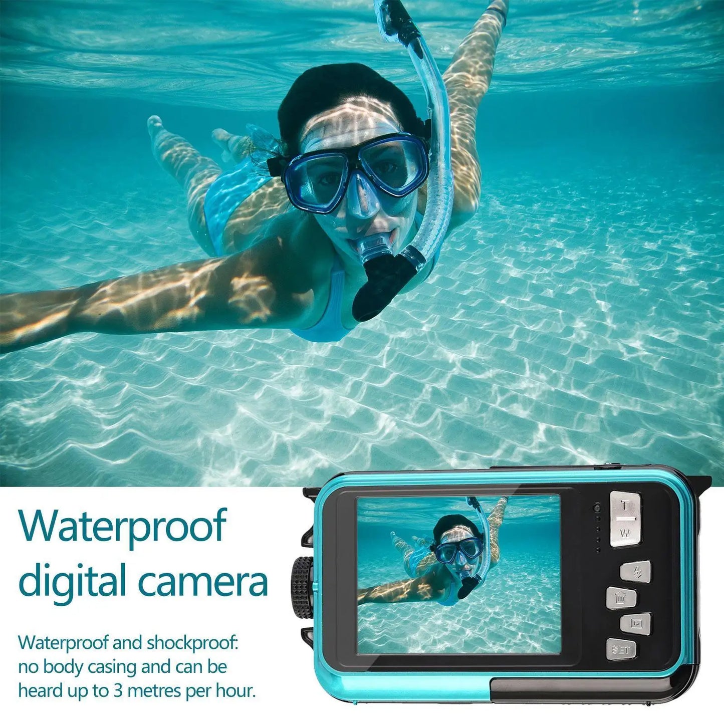 Underwater Camera - 16X Waterproof HD 2.7K 48MP Digital Camera for Snorkeling