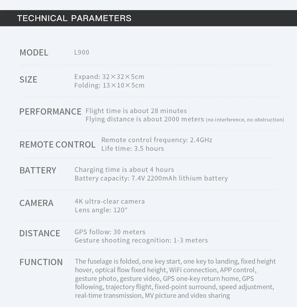 Drone L900 Pro 4K Professional Photography Quadcopter RC