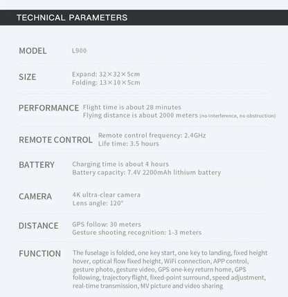 Drone L900 Pro 4K Professional Photography Quadcopter RC