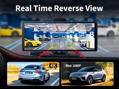 Imagebon 10.26" 4K ADAS Wireless CarPlay & Android Auto Dash Cam