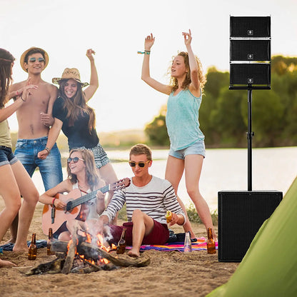 PRORECK 18INCH 8000W P.M.P.O Stereo Bluetooth/DJ/Powered PA Speaker System Combo Set with Two Subwoofers and 6 Line Array Speake