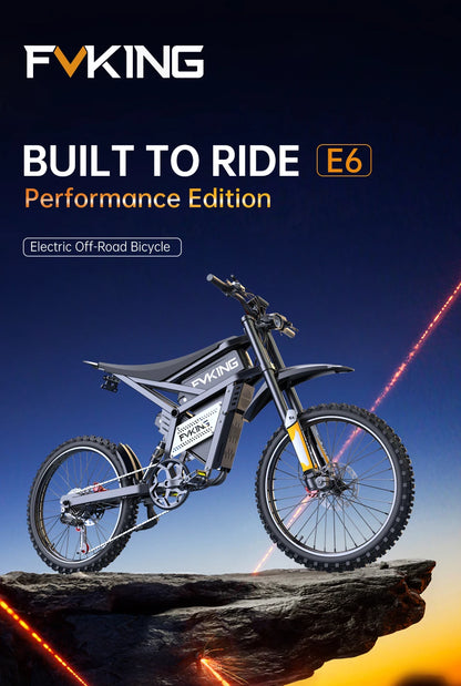FVKINGE6 off-road electric bicycle 25 inch tires 52V40AH electric motorcycle peak 2900W motor 60KM/H