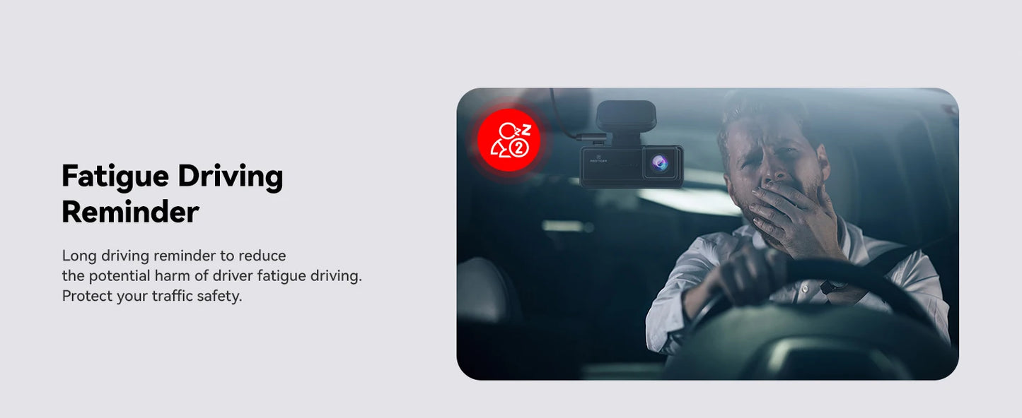 REDTIGER Dash Cam HD 4K Built-in GPS 70FOV Car DVR 5G WIFI APP Control Fatigue Driving Reminder Car Camera with Night Vision