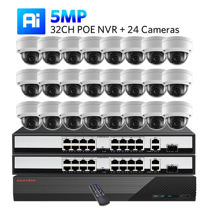 KANTURE H.265 32CH 4K NVR Kit 5MP POE Security Camera System Audio Record Indoor Outdoor Vandalproof CCTV Video Surveillance Kit