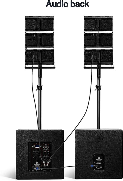 PRORECK 18INCH 8000W P.M.P.O Stereo Bluetooth/DJ/Powered PA Speaker System Combo Set with Two Subwoofers and 6 Line Array Speake