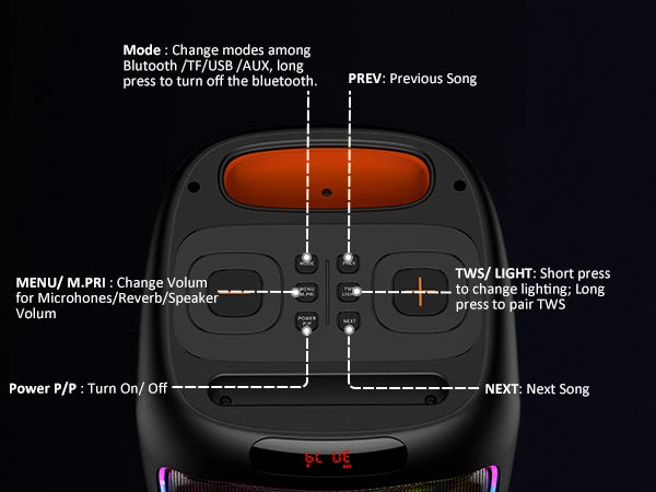 FanFun Karaoke Machine with 2 Microphones, Portable Bluetooth Speaker with RGB Light, Karaoke System for Karaoke Home Party
