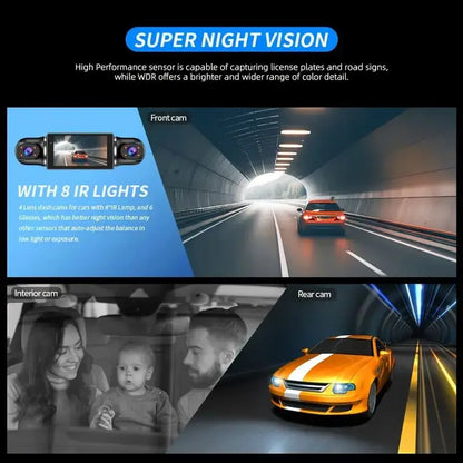 Car camera recorder 4 screens, 24 hours to record parking monitoring,