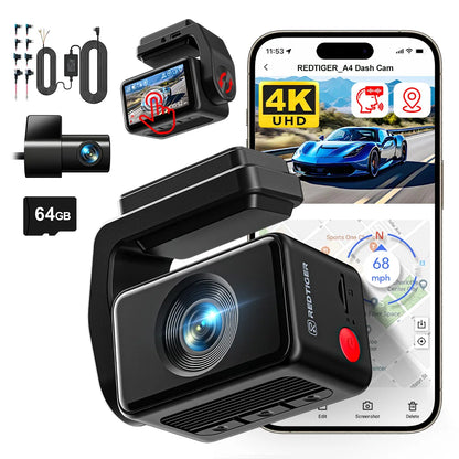 REDTIGER A4 Dash Camera Front and Rear 4k Dash Cam
