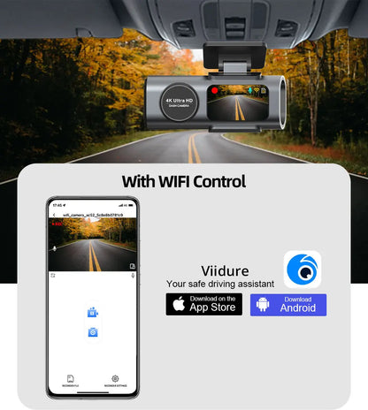E-ACE 4K Dash Cam for Cars Dual Lens Camera DVR Video Recorder