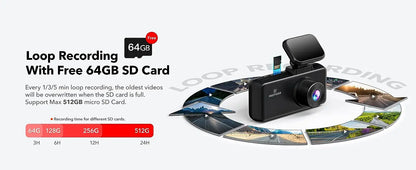 REDTIGER 3 Channel Car Camera 4k Dash Camera