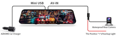 AZDOME PG17 12" WiFi Mirror Dash Cam 4K Front and 1080P Rear View Mirror Camera for Cars