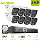 SANNCE 3MP Video Surveillance Network Kit 8pcs PoE IP Cameras 8CH NVR Built-in Mic Smart IR Night Vision Security System