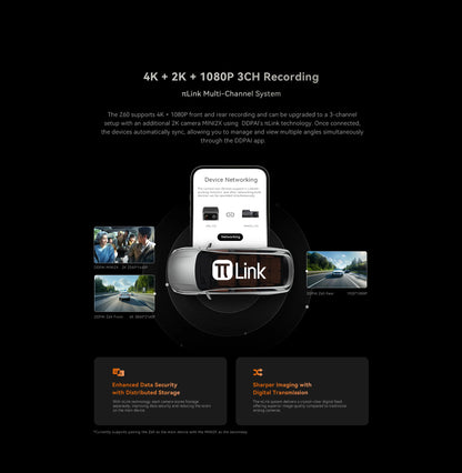 DDPAI Z60 4K+2K+1080P Dashcam  ADAS NightVIS 2.0 Dash Camera 24H Parking Monitor