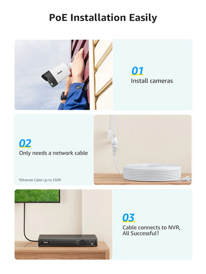 ANNKE 4K Ultra HD POE Video Surveillance System 8CH H.265+ NVR With 4K Security Cameras CCTV Kit Audio Recording 8MP Ip camera