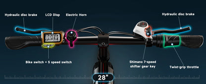 1000W Folding Electric Bike, 48V 20AH Large Removable Battery E Bike, 30+MPH, 80 Miles Max Range, 20" Fat Tire Electric Bike for