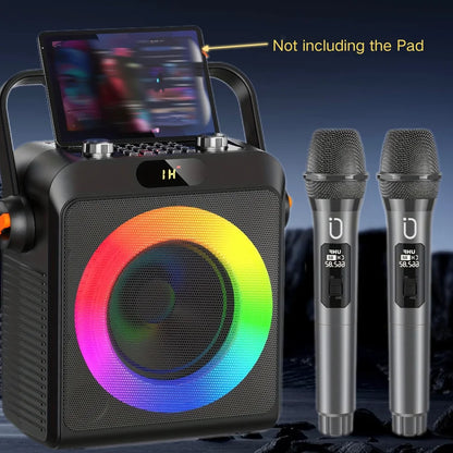 FanFun Karaoke Machine with 2 Microphones, Portable Bluetooth Speaker with RGB Light, Karaoke System for Karaoke Home Party