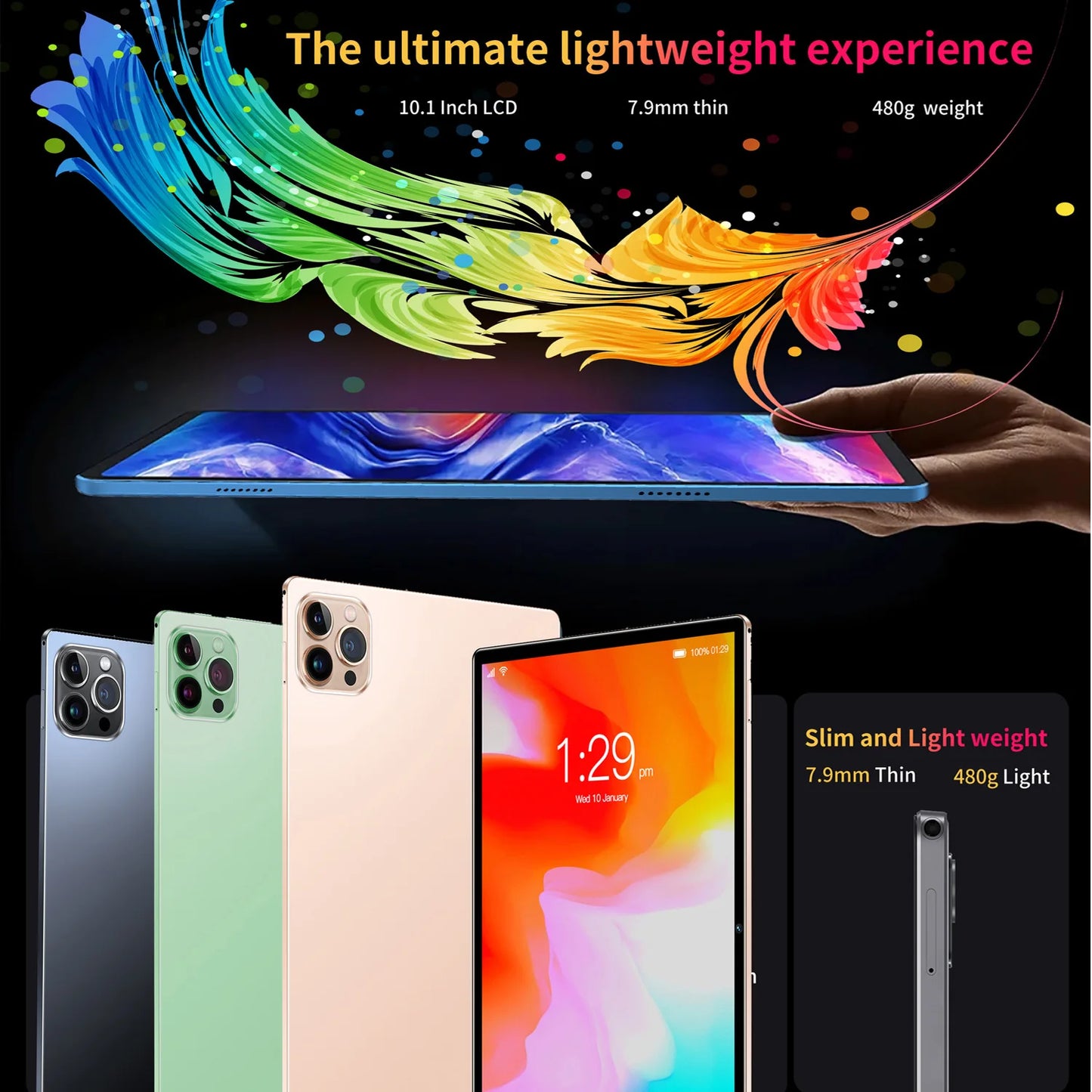 10.1 Inch Android 13 Tablet with Octa Core 4GB RAM 64GB ROM
